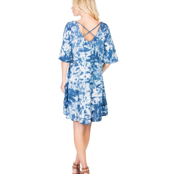 High Low Hem Dress Criss Cross Back Detail - Picture 4 of 4